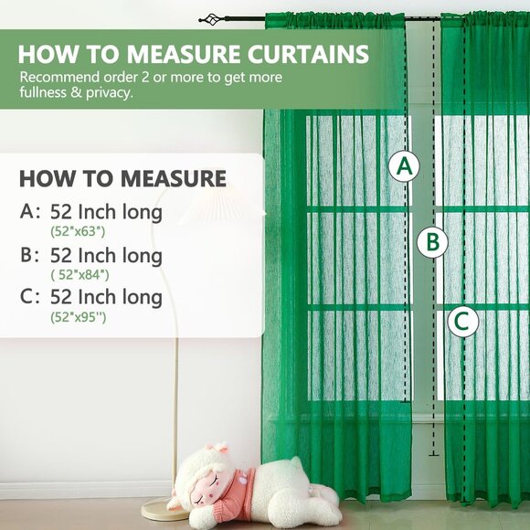 Tony's collection Christmas Faux Linen Semi Sheer Curtains 63", NEW - Picture 5 of 5